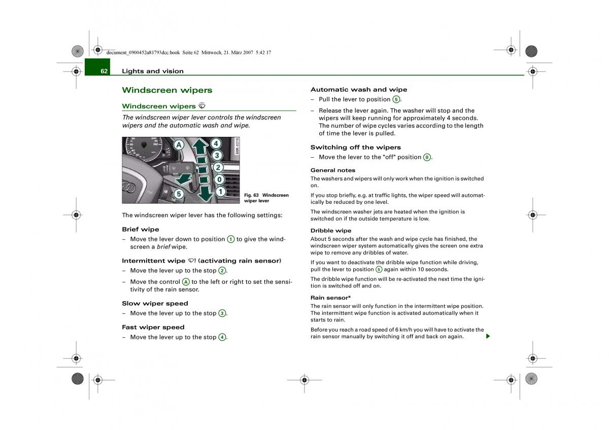 Audi S5 A5 owners manual / page 64