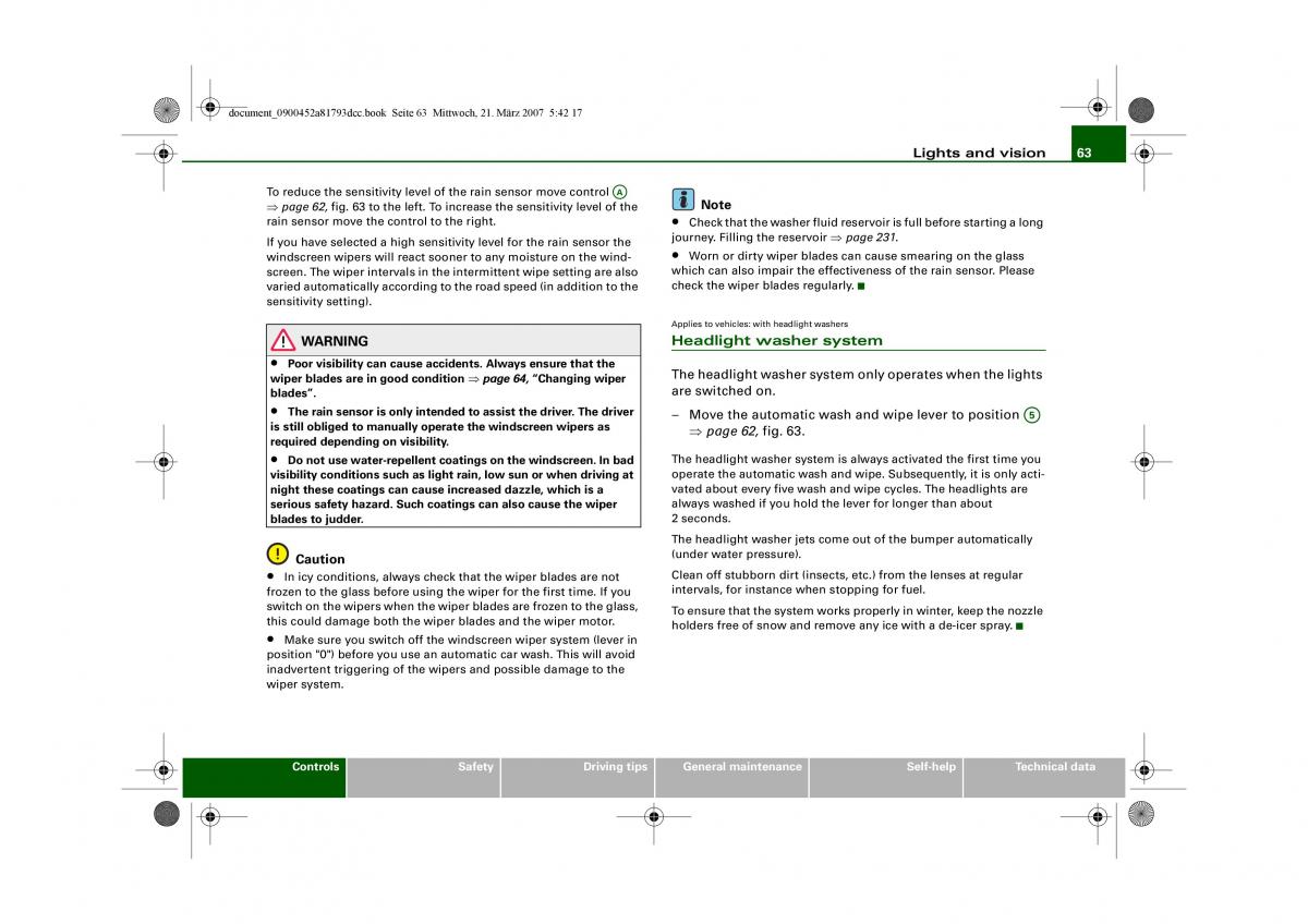 Audi S5 A5 owners manual / page 65