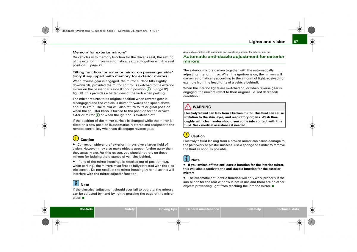 Audi S5 A5 owners manual / page 69