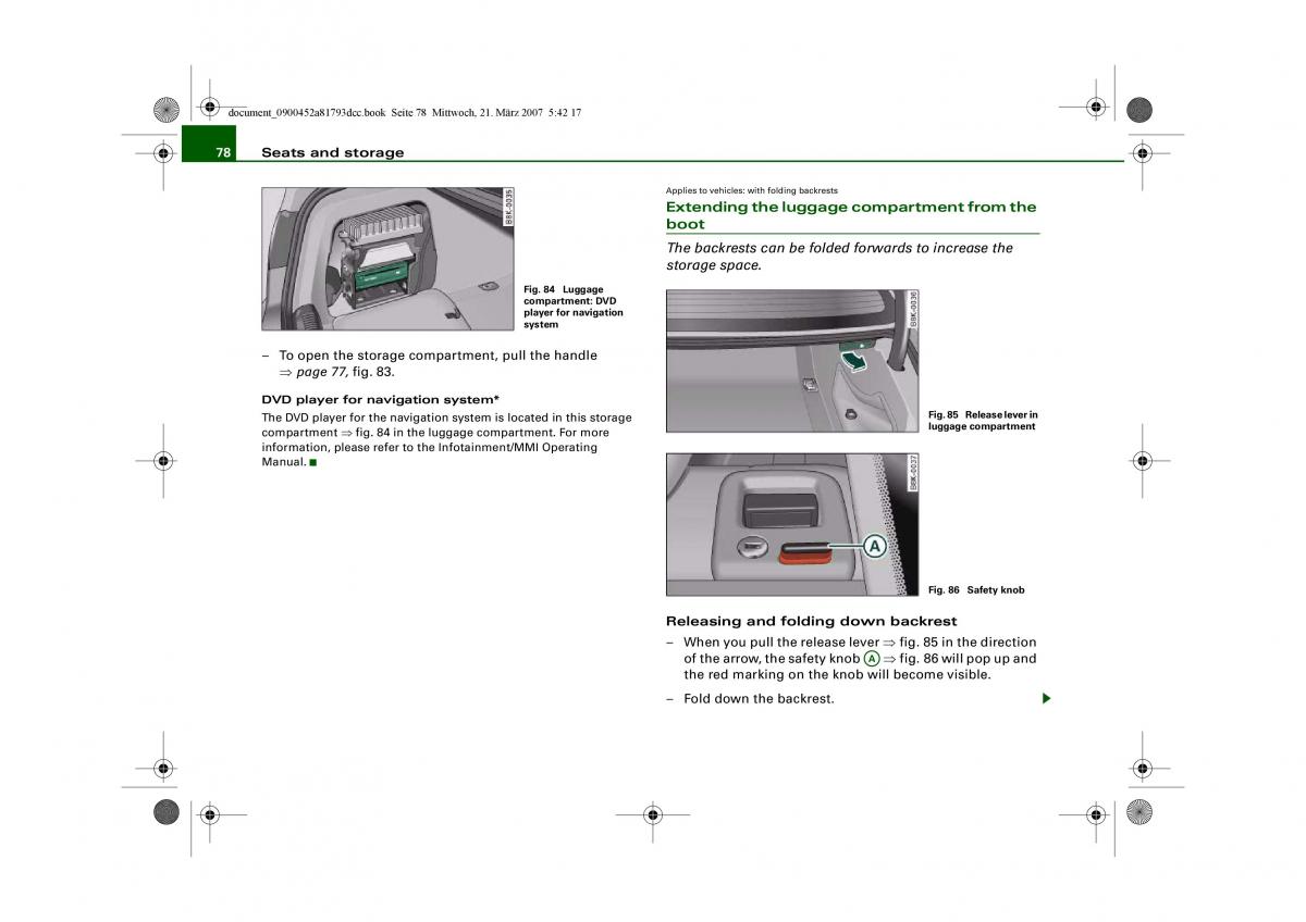 Audi S5 A5 owners manual / page 80