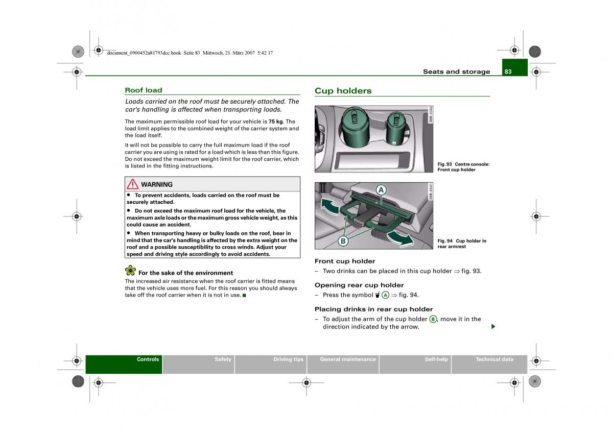 Audi S5 A5 owners manual / page 85