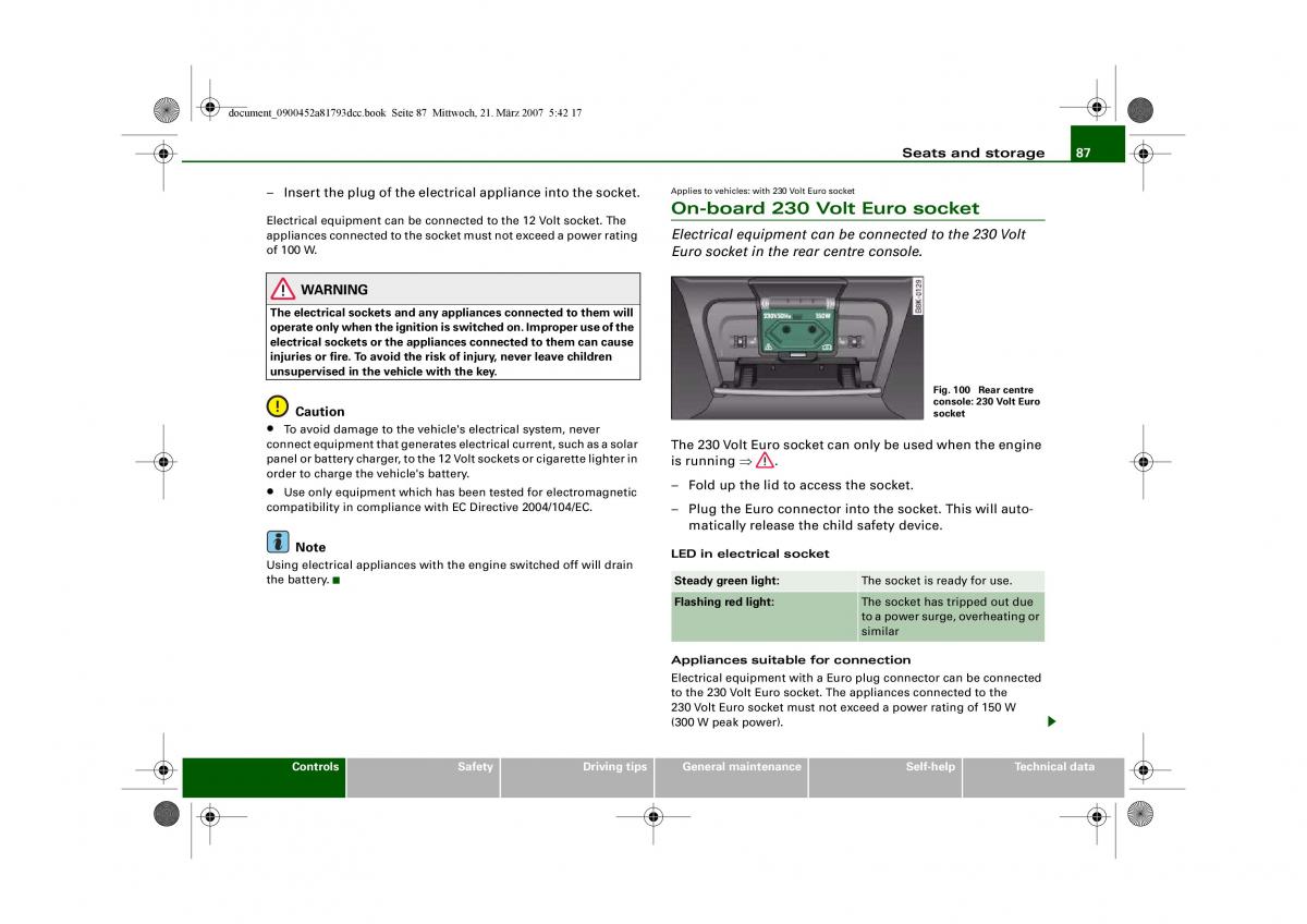 Audi S5 A5 owners manual / page 89