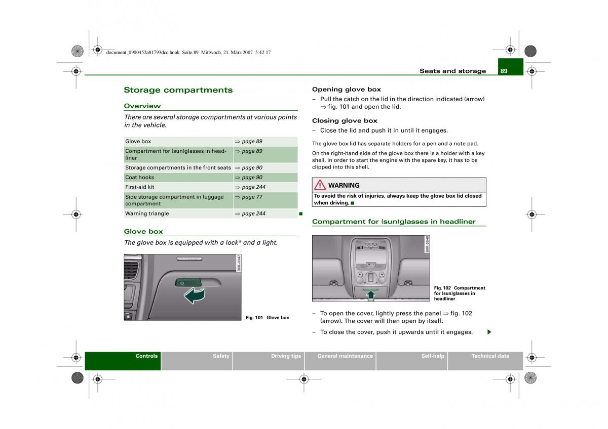 Audi S5 A5 owners manual / page 91