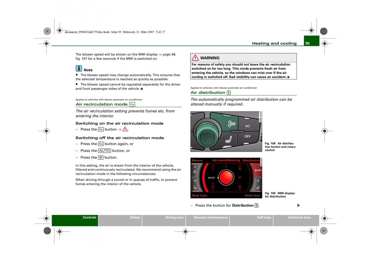 Audi S5 A5 owners manual / page 97