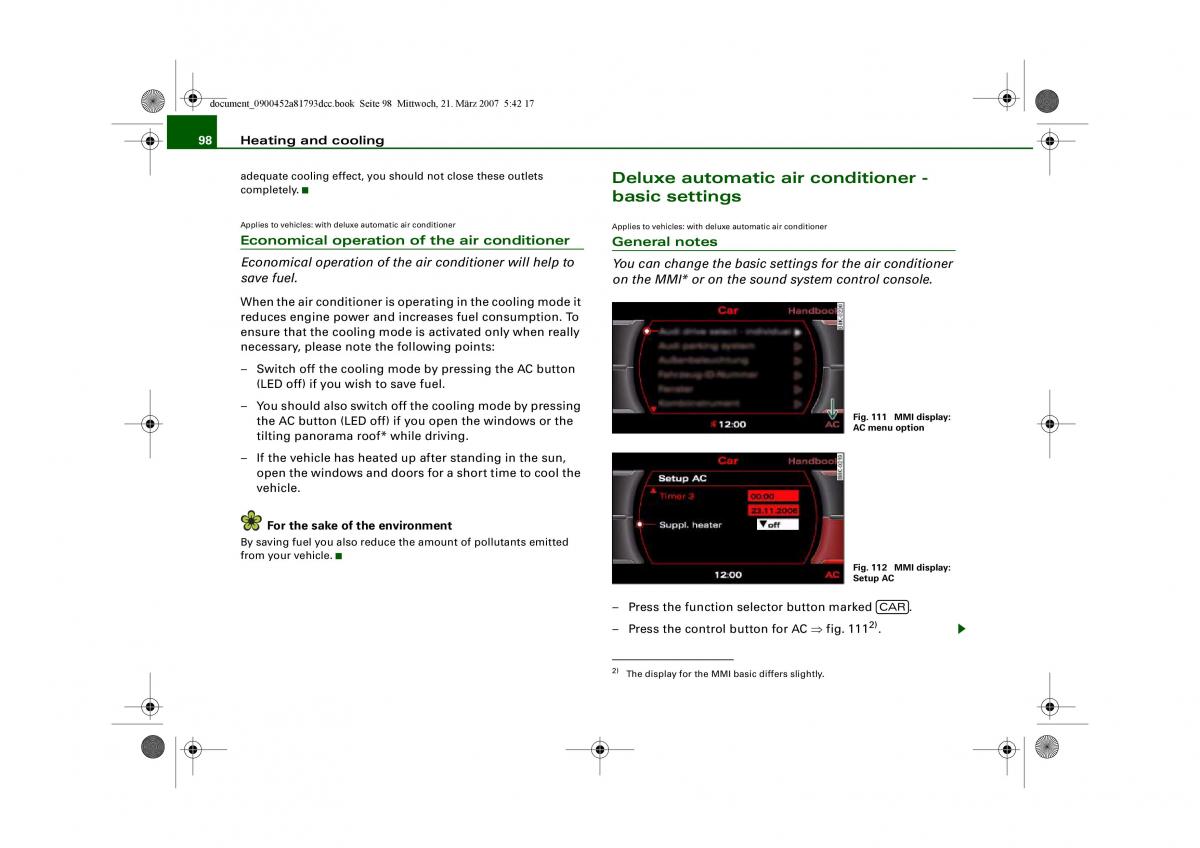 Audi S5 A5 owners manual / page 100