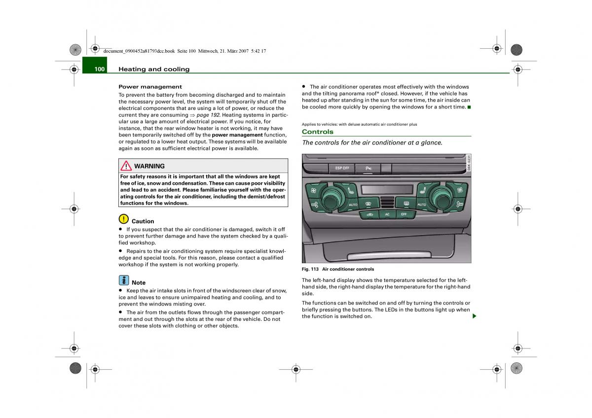 Audi S5 A5 owners manual / page 102