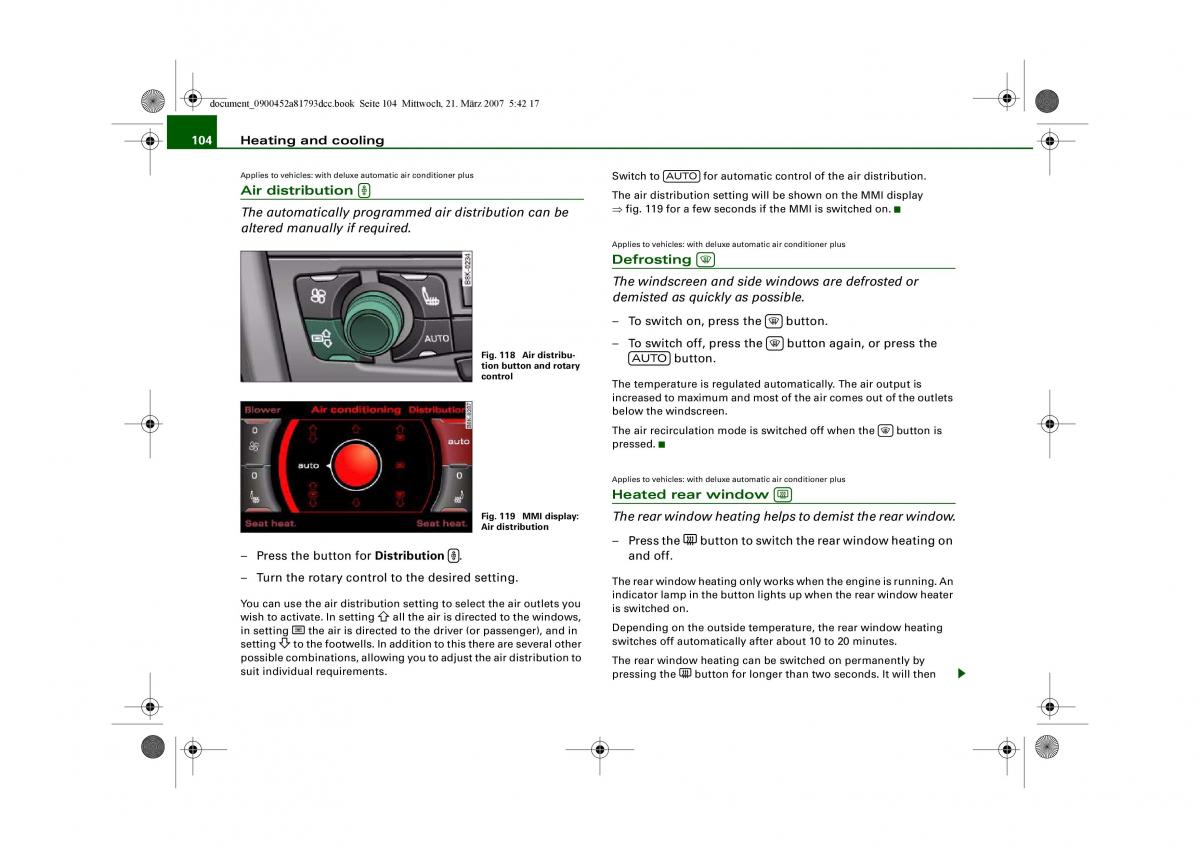 Audi S5 A5 owners manual / page 106