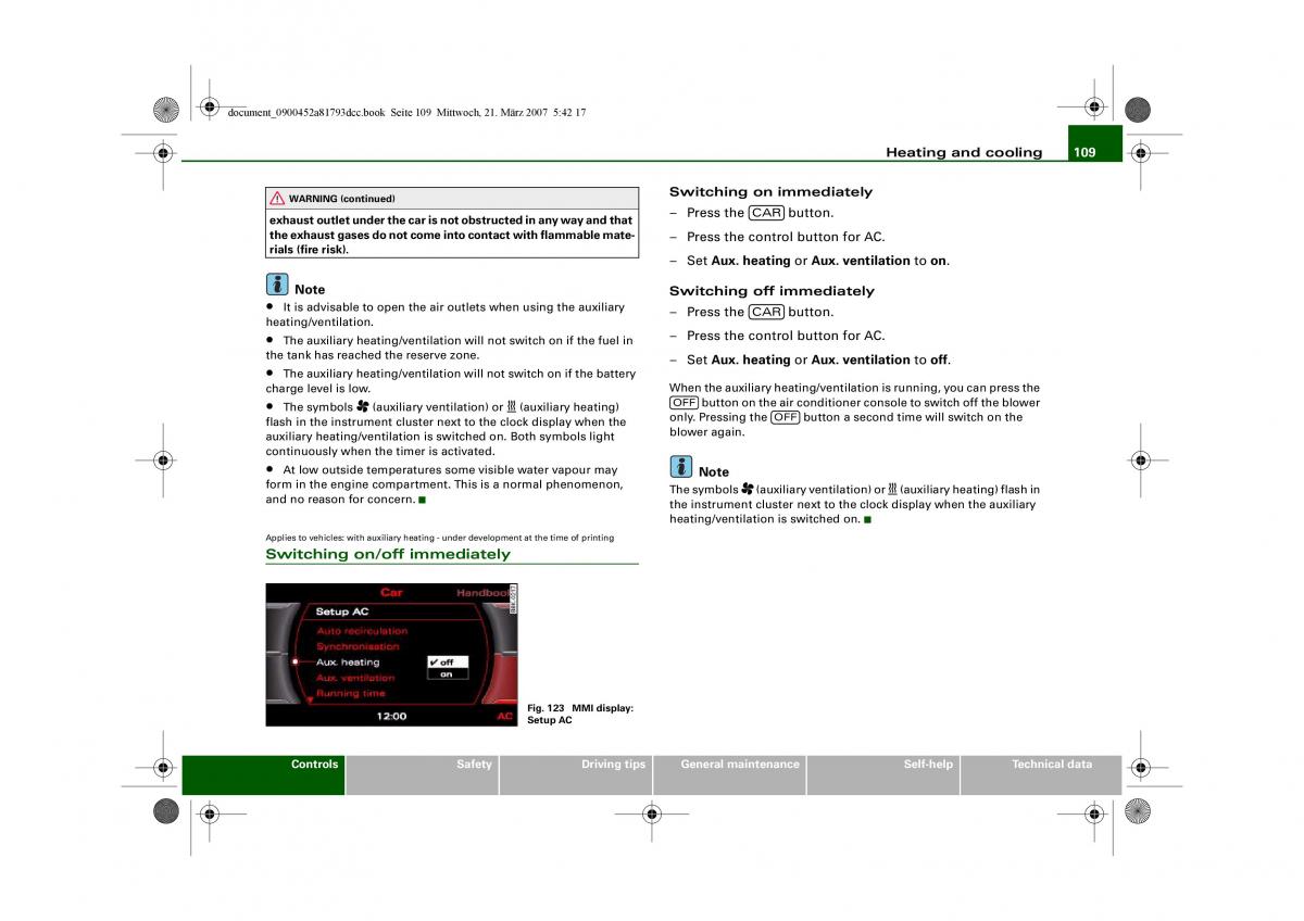 Audi S5 A5 owners manual / page 111