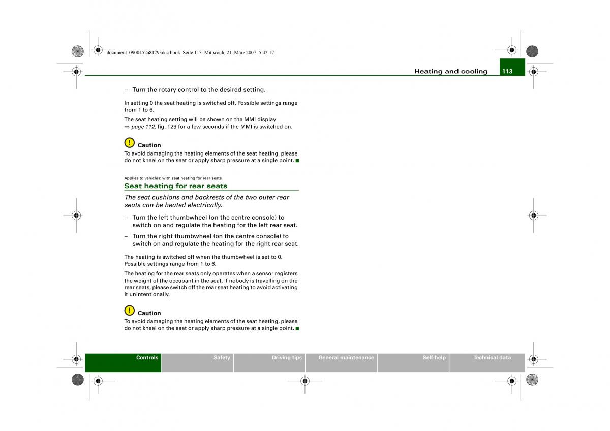 Audi S5 A5 owners manual / page 115