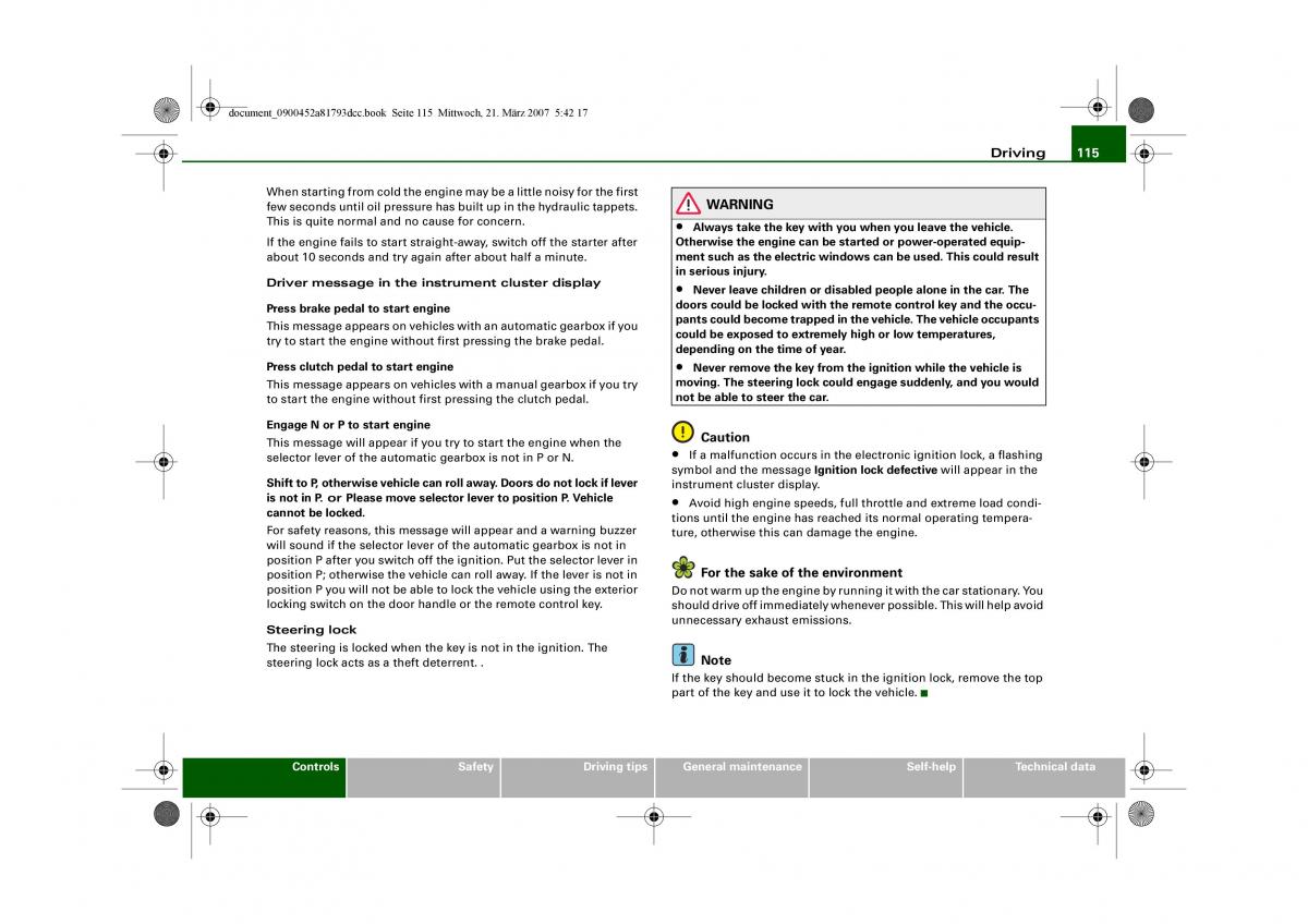 Audi S5 A5 owners manual / page 117