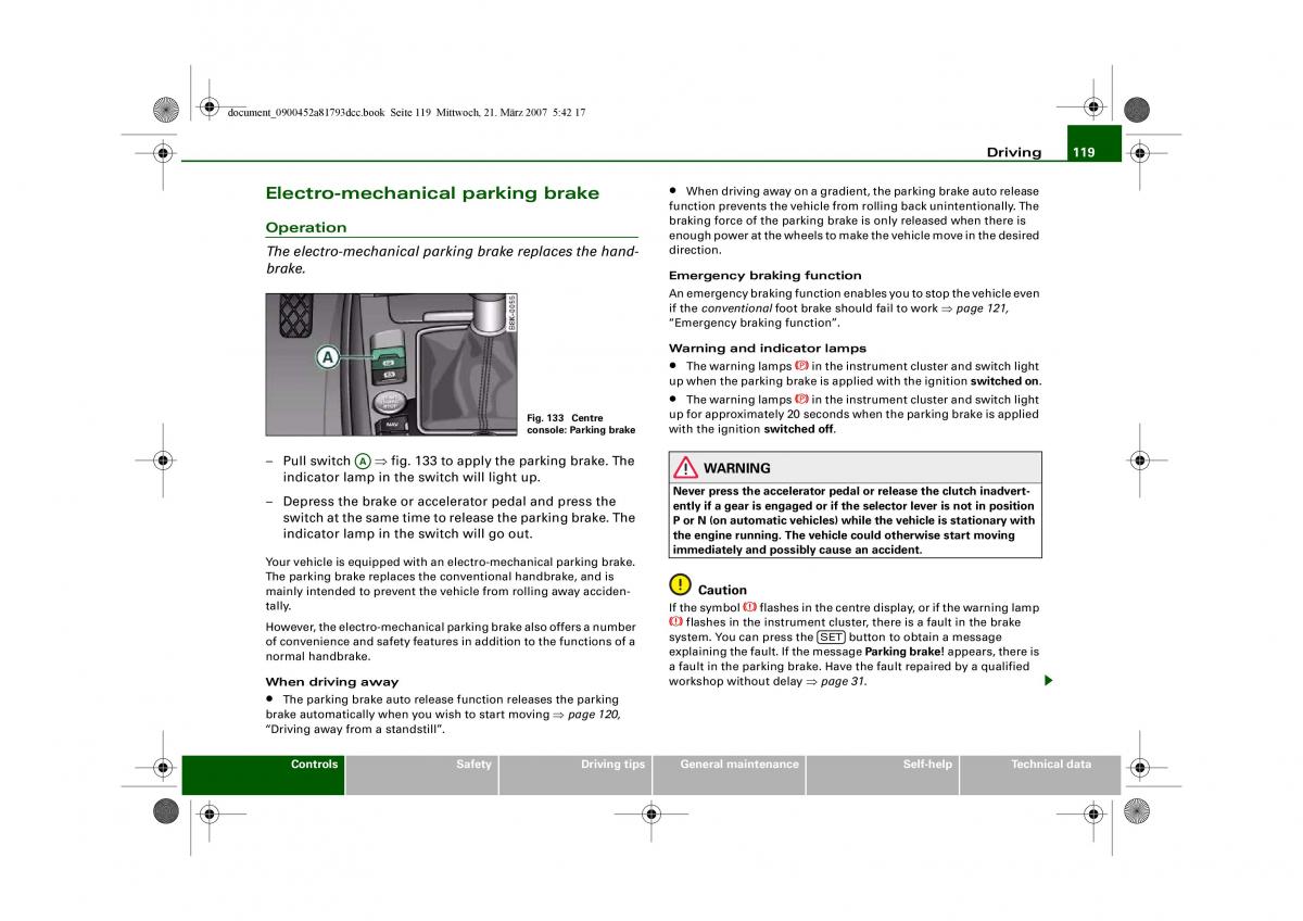 Audi S5 A5 owners manual / page 121