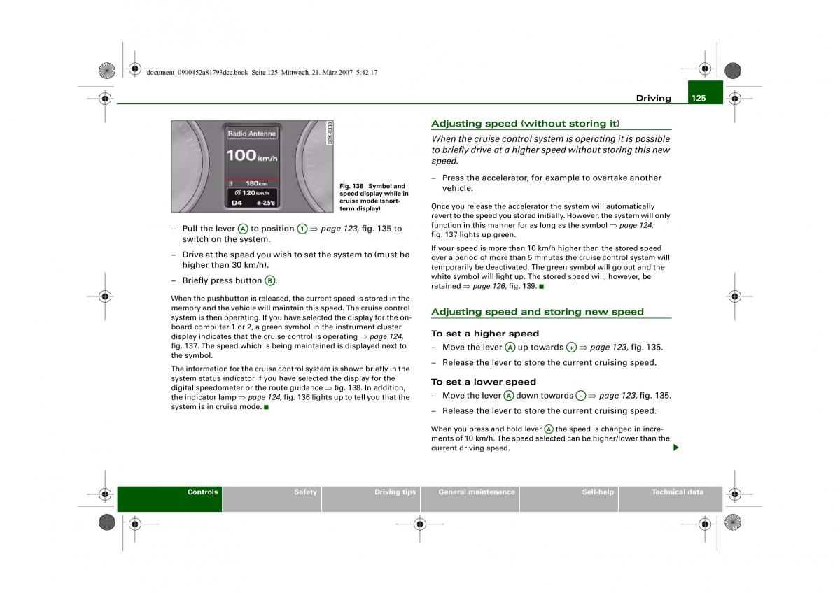 Audi S5 A5 owners manual / page 127