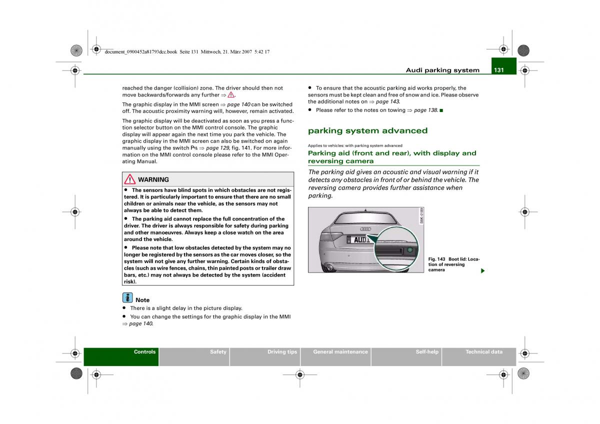 Audi S5 A5 owners manual / page 133