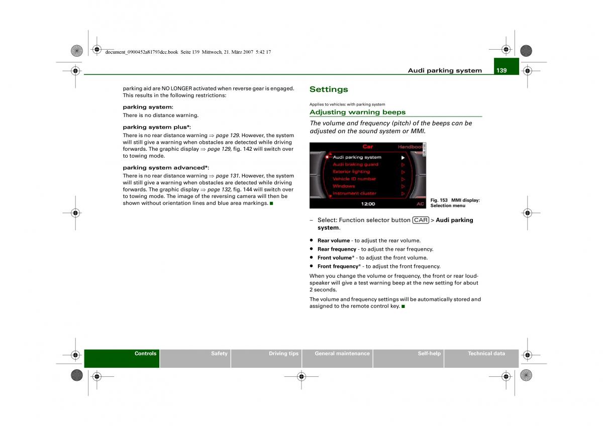 Audi S5 A5 owners manual / page 141