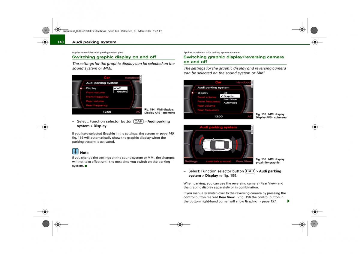 Audi S5 A5 owners manual / page 142