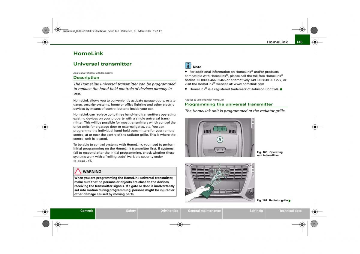 Audi S5 A5 owners manual / page 147