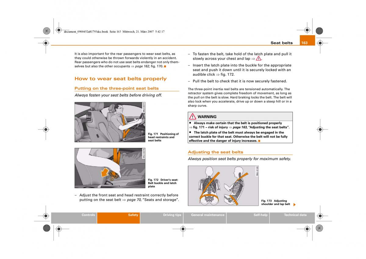 Audi S5 A5 owners manual / page 165