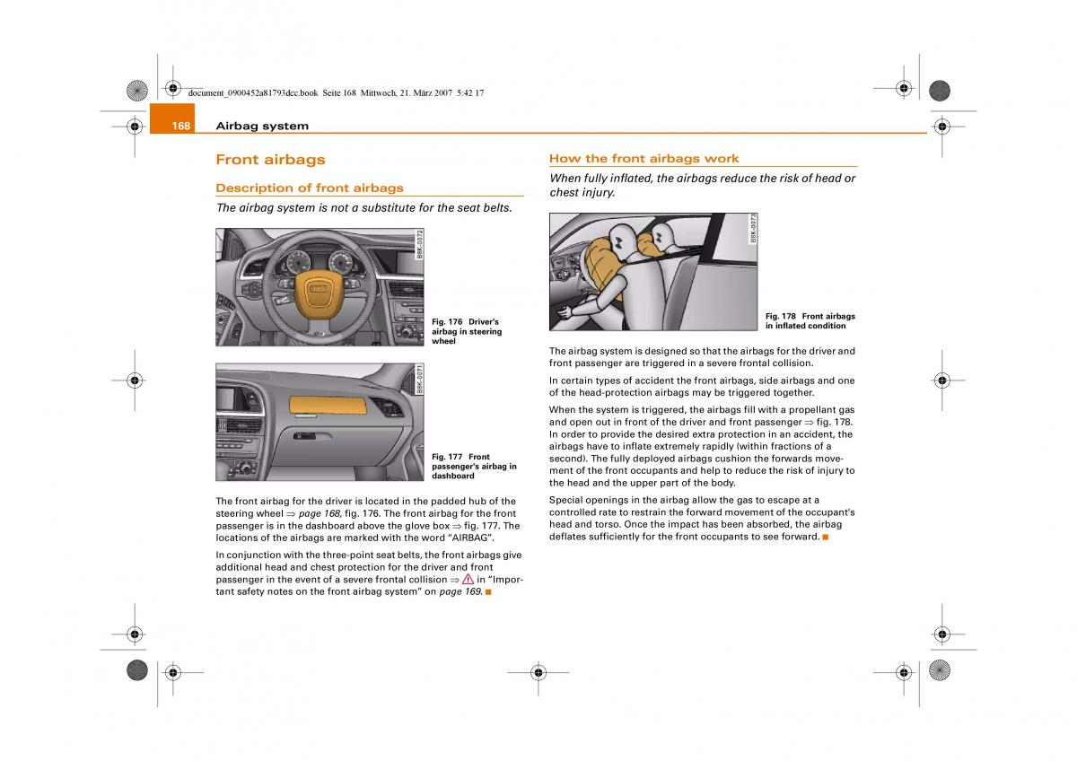 Audi S5 A5 owners manual / page 170