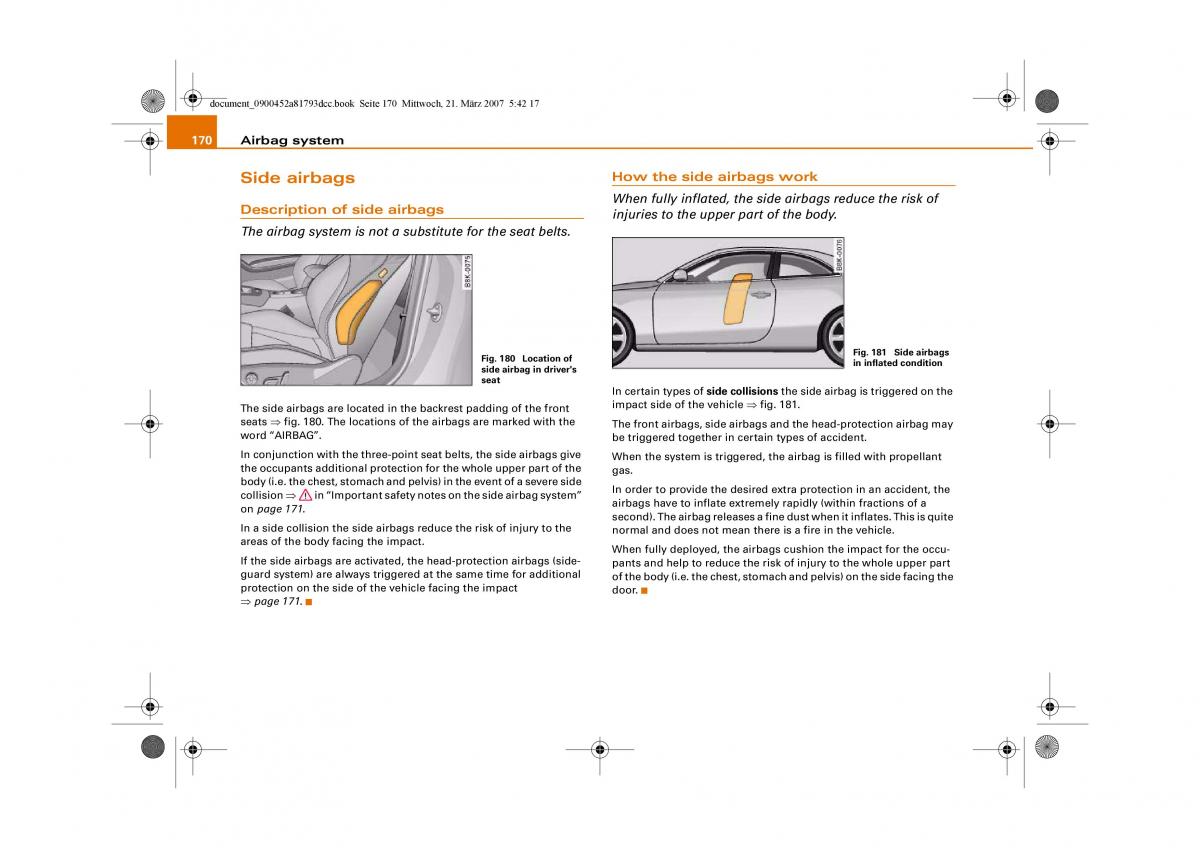 Audi S5 A5 owners manual / page 172