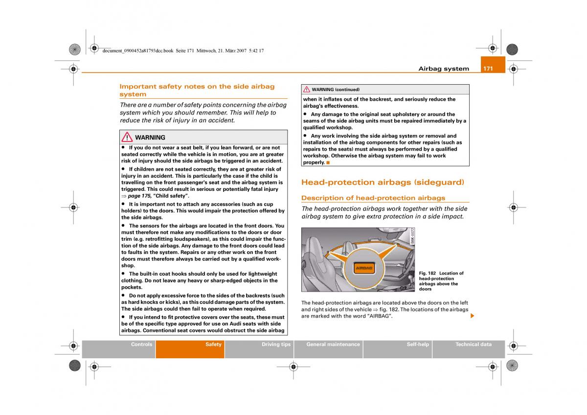 Audi S5 A5 owners manual / page 173