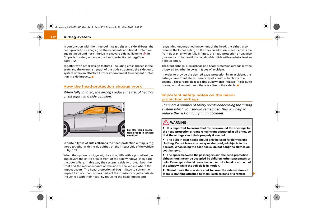 Audi S5 A5 owners manual / page 174