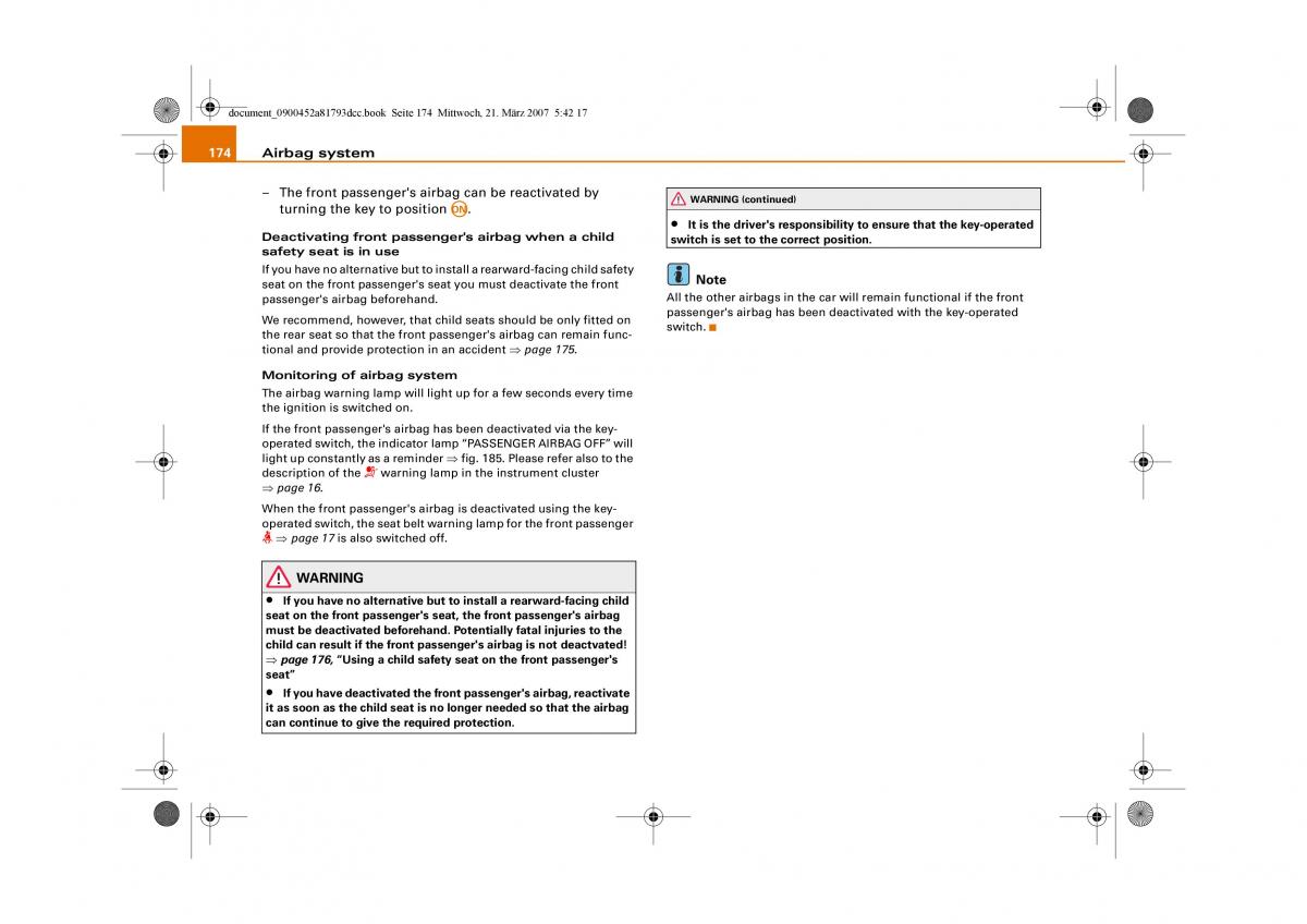 Audi S5 A5 owners manual / page 176