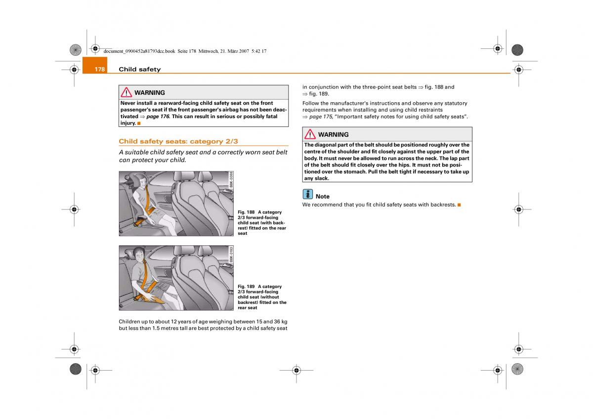 Audi S5 A5 owners manual / page 180