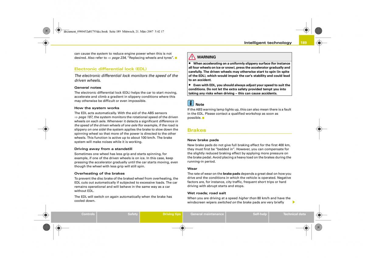 Audi S5 A5 owners manual / page 191