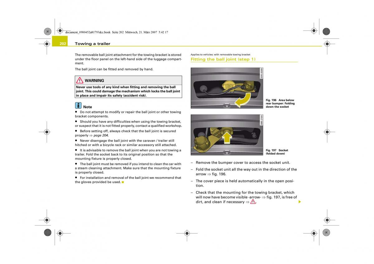 Audi S5 A5 owners manual / page 204