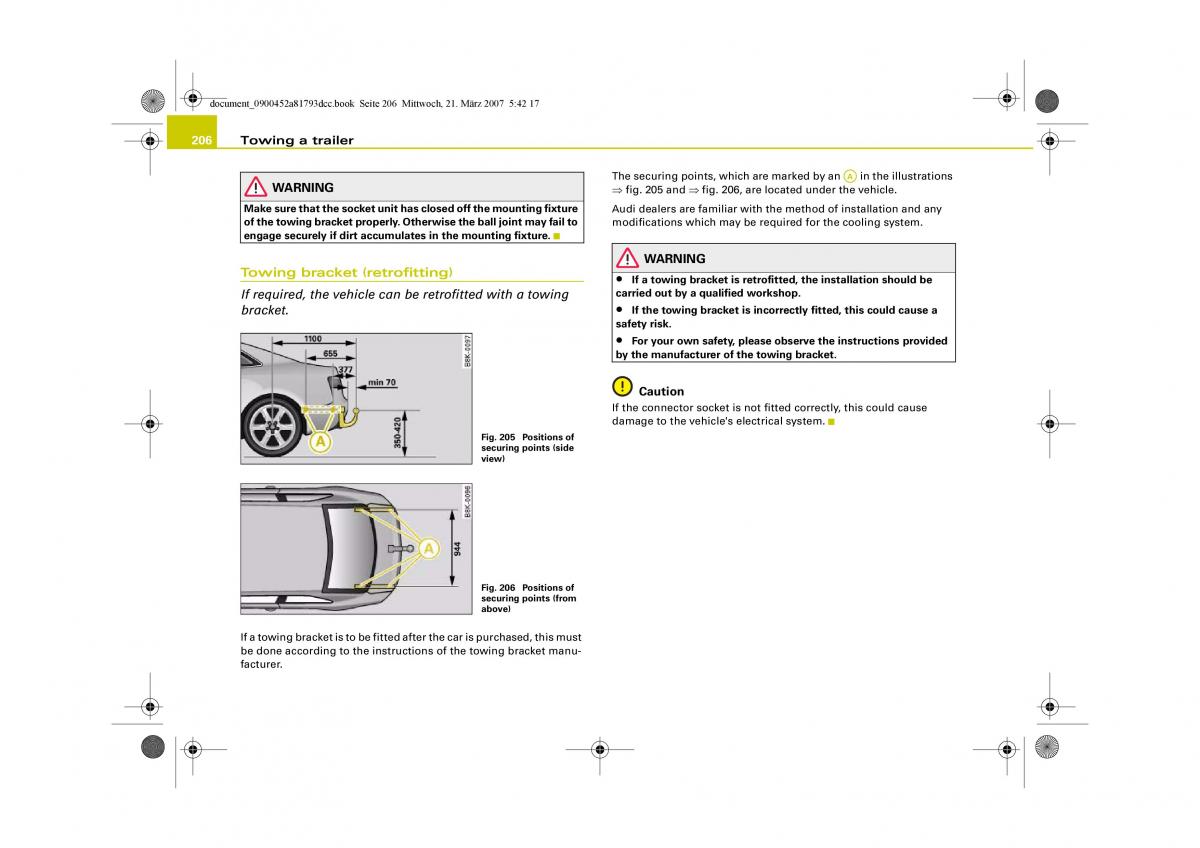 Audi S5 A5 owners manual / page 208