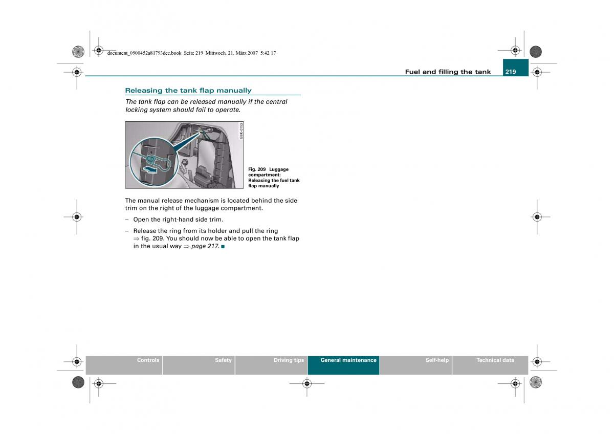 Audi S5 A5 owners manual / page 221