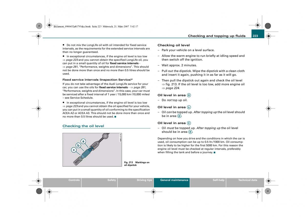 Audi S5 A5 owners manual / page 225