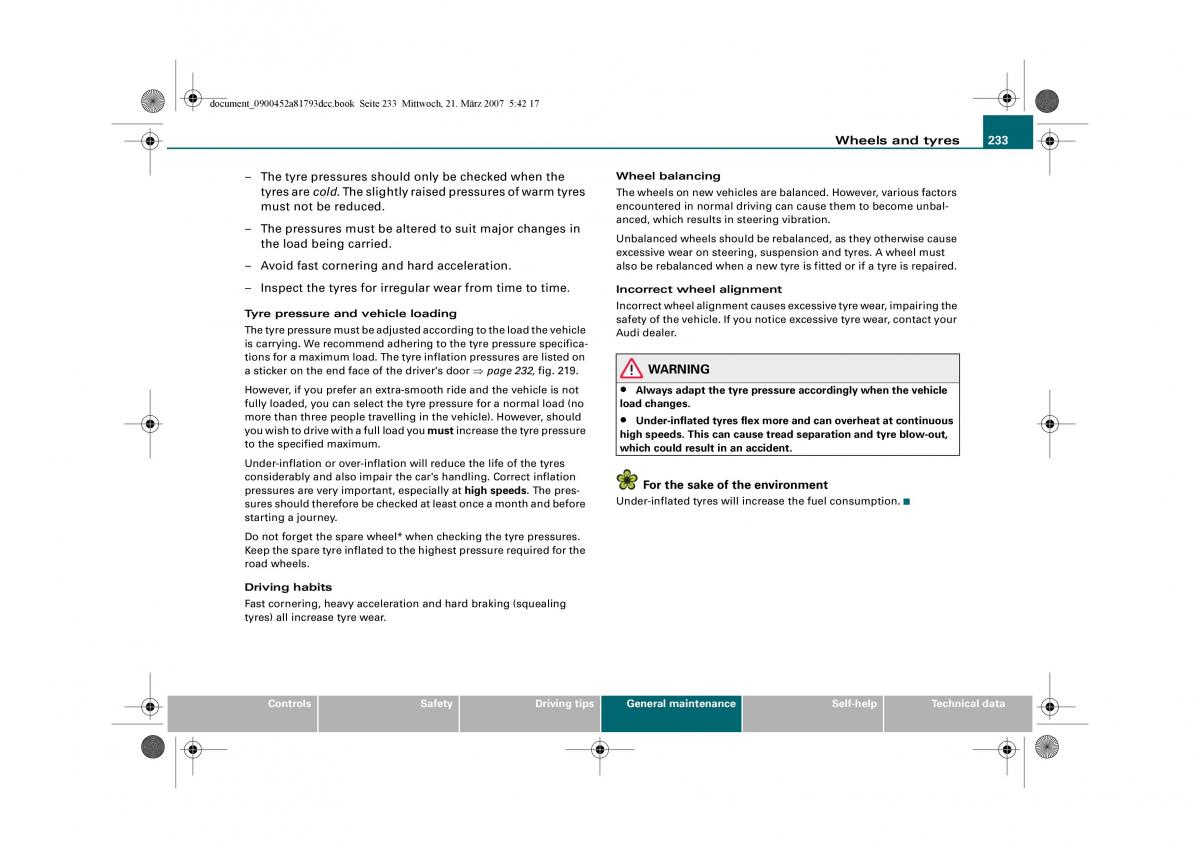 Audi S5 A5 owners manual / page 235