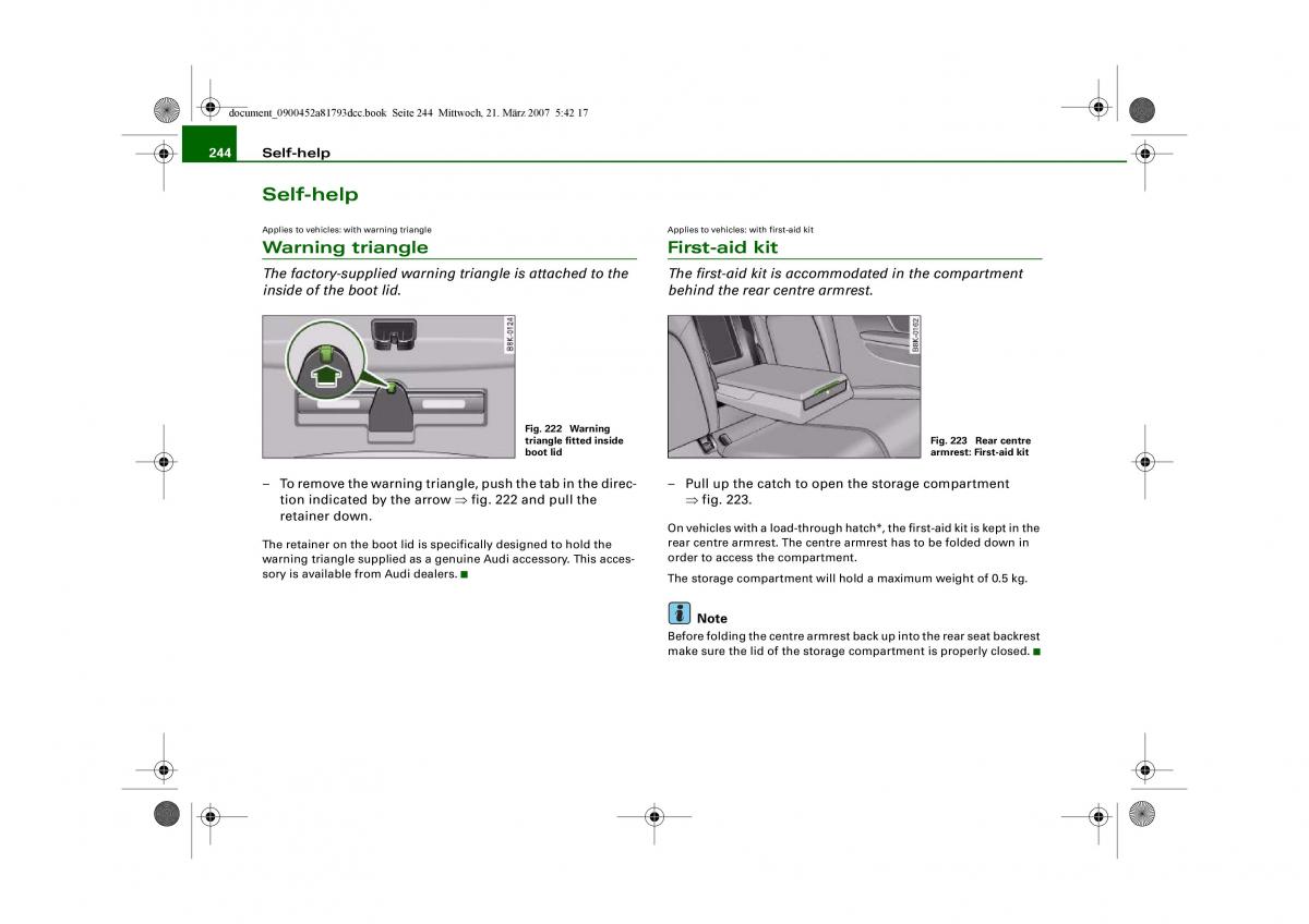 Audi S5 A5 owners manual / page 246