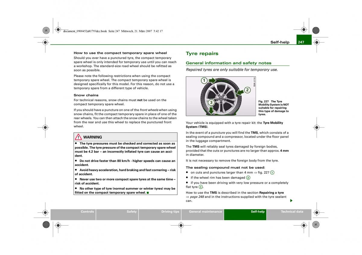 Audi S5 A5 owners manual / page 249