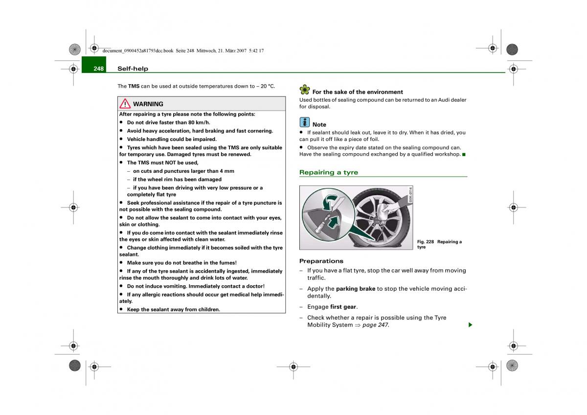 Audi S5 A5 owners manual / page 250