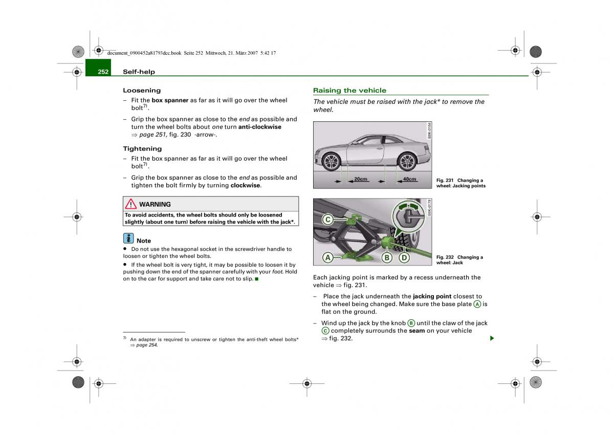 Audi S5 A5 owners manual / page 254