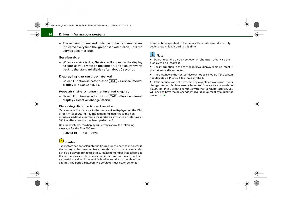 Audi S5 A5 owners manual / page 26