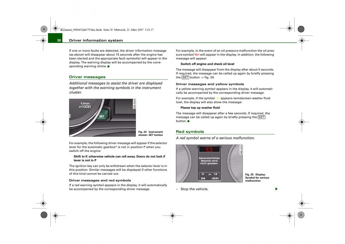 Audi S5 A5 owners manual / page 32