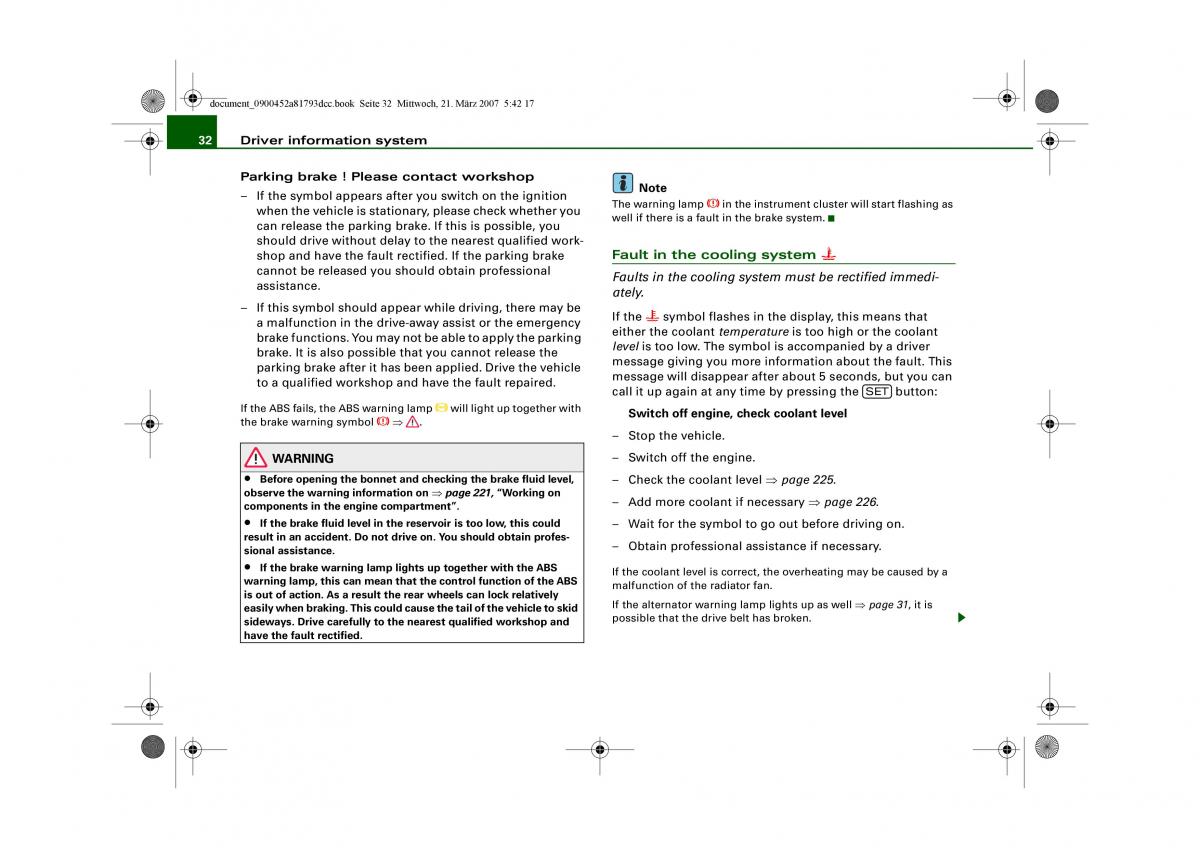 Audi S5 A5 owners manual / page 34