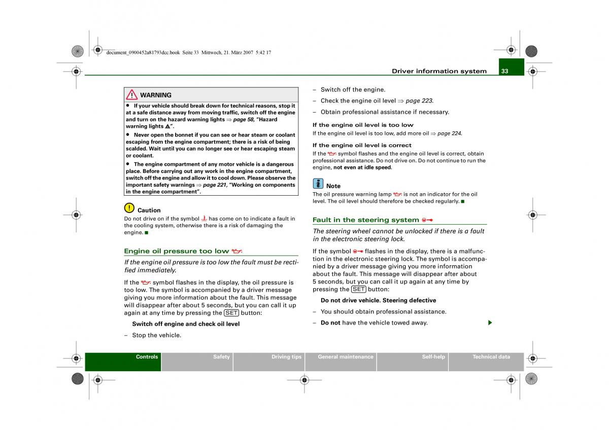 Audi S5 A5 owners manual / page 35