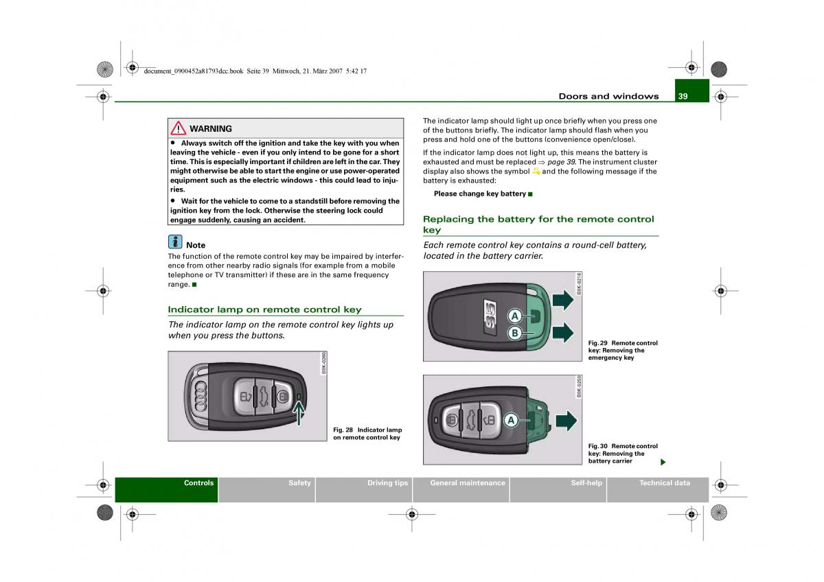 Audi S5 A5 owners manual / page 41