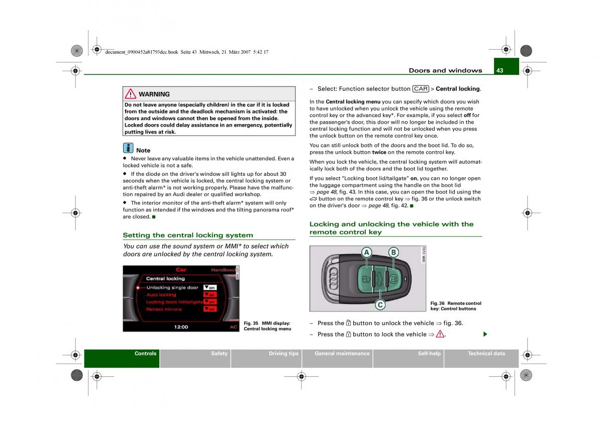 Audi S5 A5 owners manual / page 45