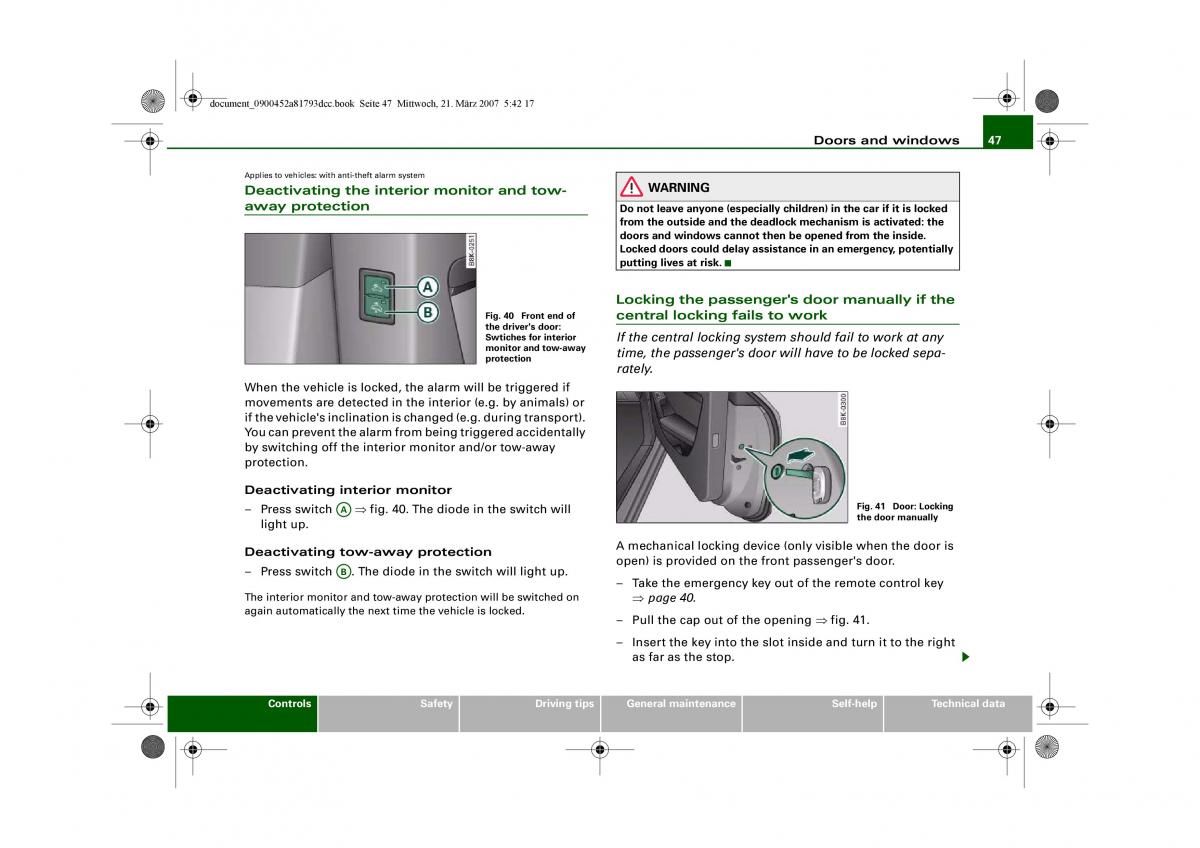 Audi S5 A5 owners manual / page 49