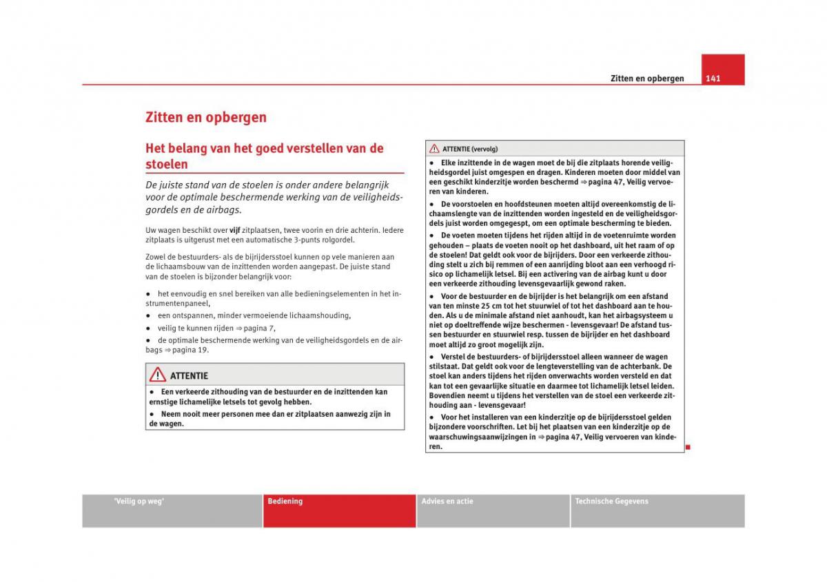 Seat Altea instruktieboek / page 143