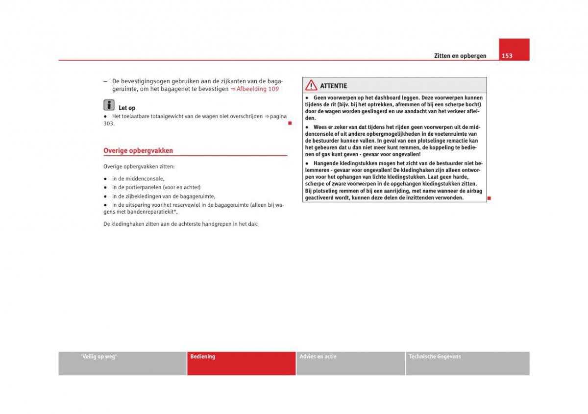 Seat Altea instruktieboek / page 155