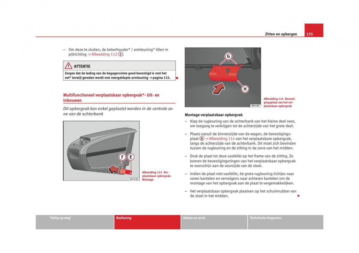 Seat Altea instruktieboek / page 157