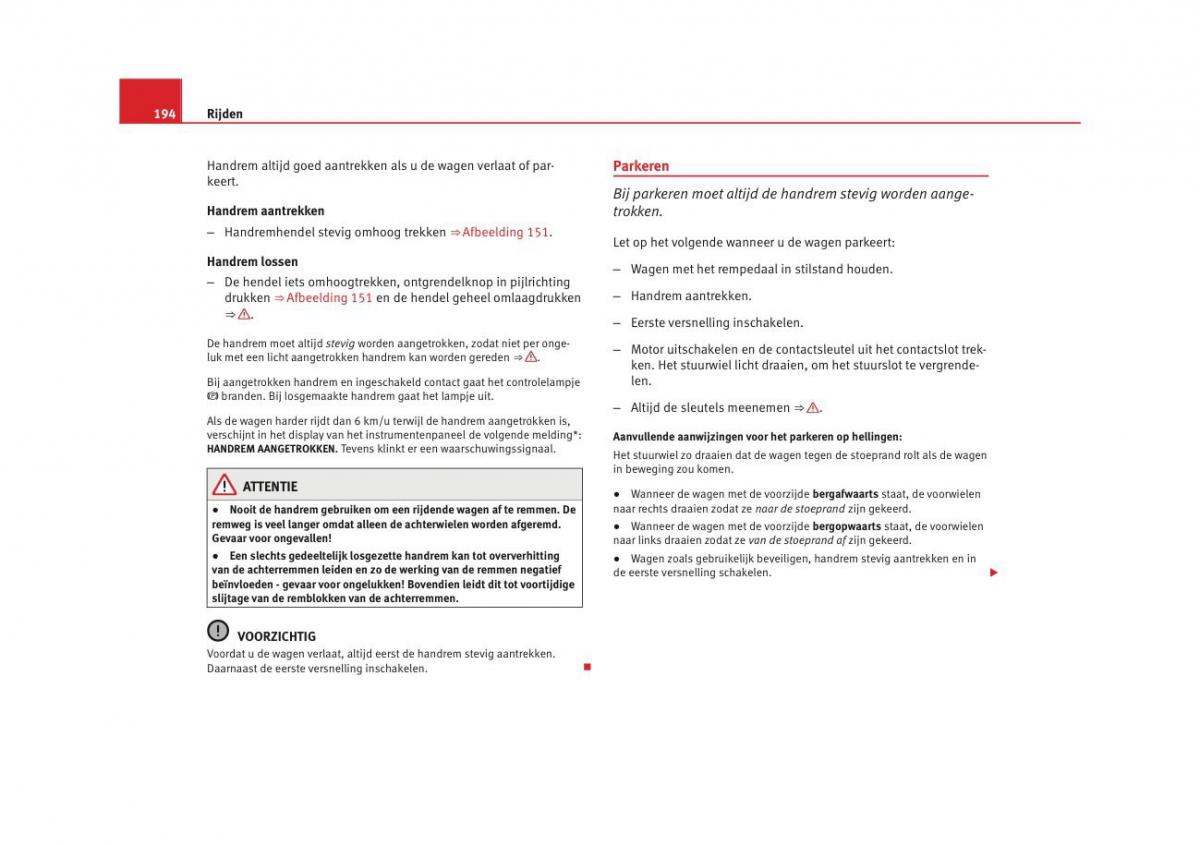 Seat Altea instruktieboek / page 196