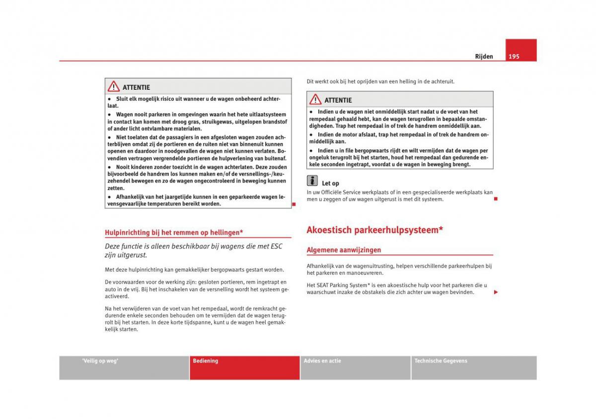 Seat Altea instruktieboek / page 197