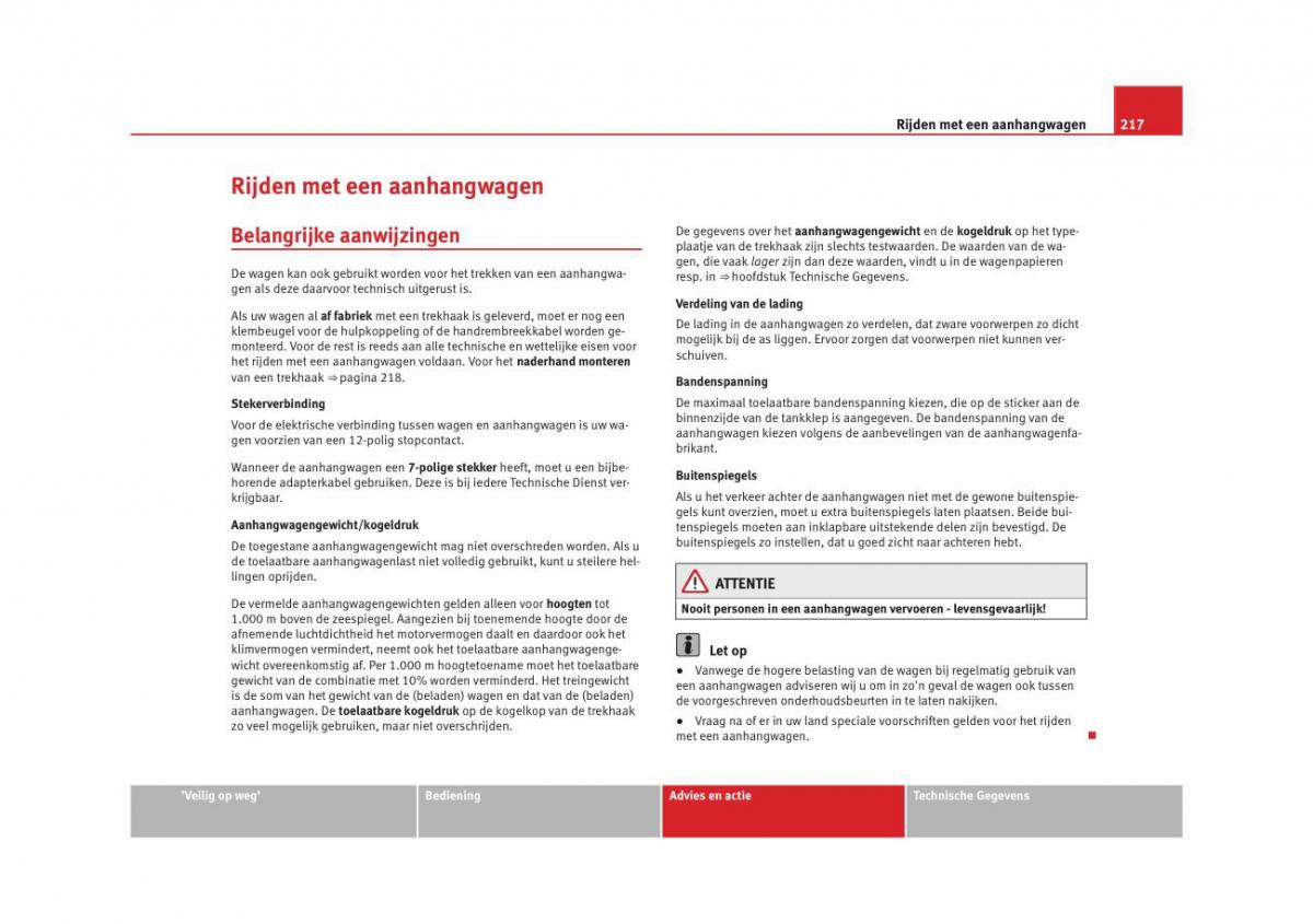 Seat Altea instruktieboek / page 219